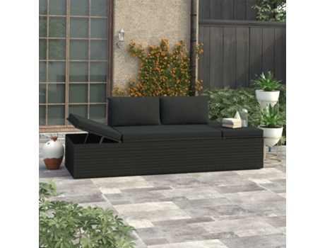 MAISON EXCLUSIVE Tumbona con cojines ratán sintético negro