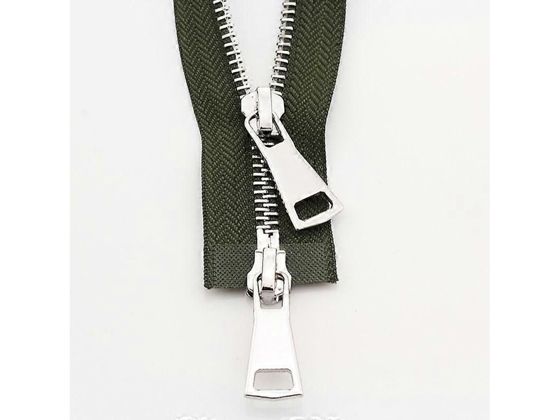 Hebilla Doble De Metal Para Chaqueta De 70 Cm, Color Verde Militar, Abertura Simple, Accesorio De Costura, 1 Unidad.