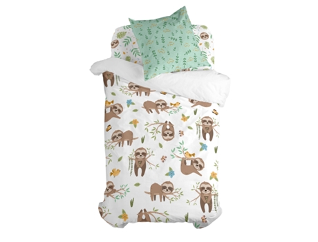 Juego de funda nórdica HAPPYFRIDAY Moshi Moshi Happy Sloth (Multicolor)