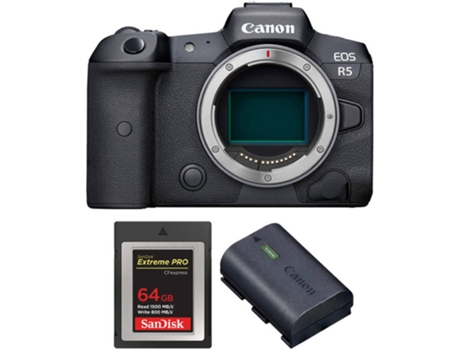 Kit Cámara CANON EOS R5 + SanDisk 64 GB + Batería (Full-Frame)