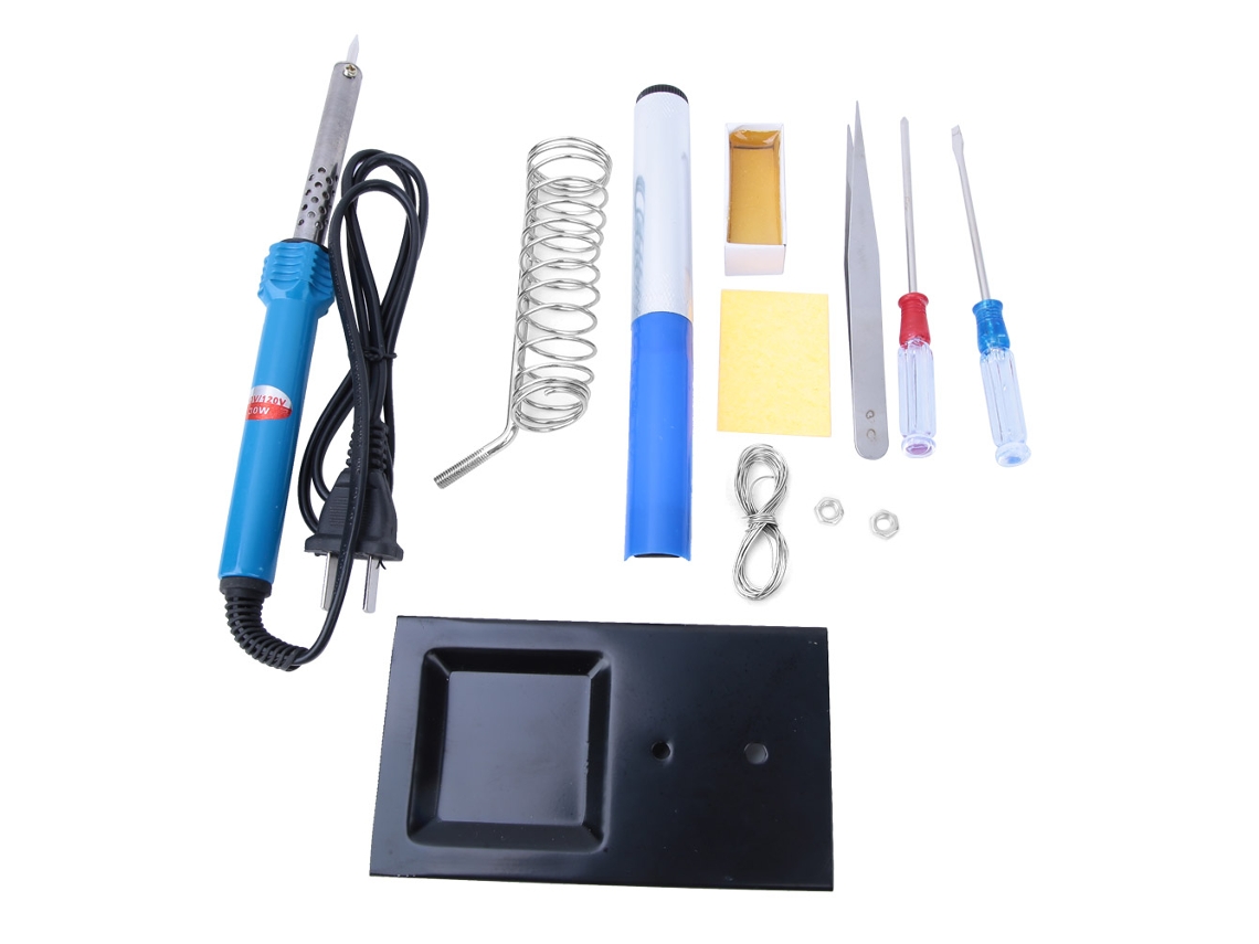 Kit De Soldadura Eléctrica 9 En 1 Con Soporte Bomba De Desoldar Pinzas Y Colofonia 40w