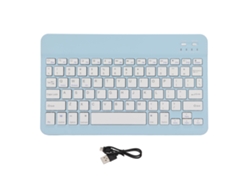 Teclado inalámbrico portátil con bloqueo de pantalla, conexión estable y batería de larga duración. Luz dorada.