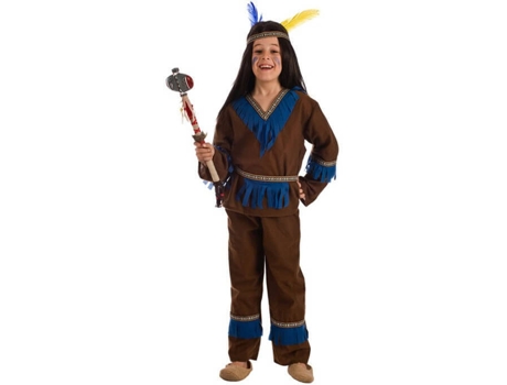 Disfraz de Niño DISFRAZZES Indio Marrón Con Flecos Azules (Talla: 8 a 10 años)