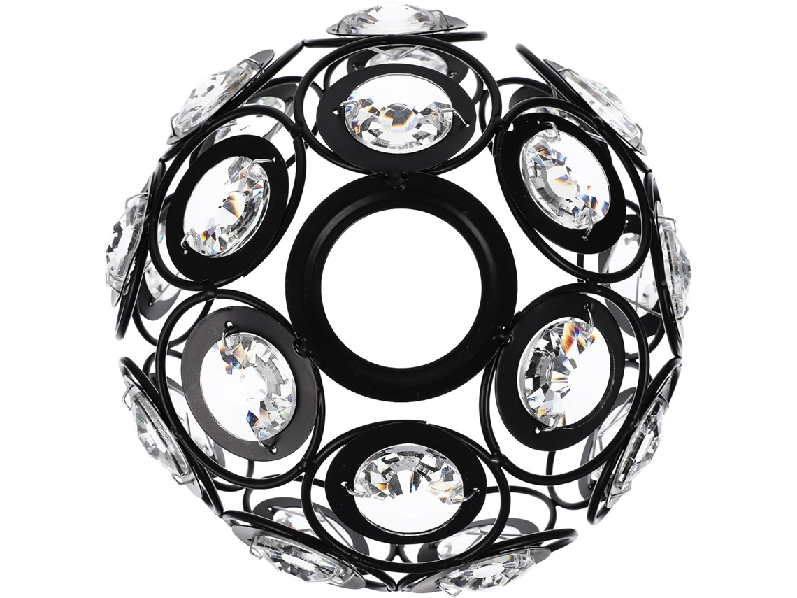 Lámpara De Araña Redonda De Cristal Negro Hecha A Mano De 18 Cm, Accesorio Para Lámpara De Techo, Moderna.