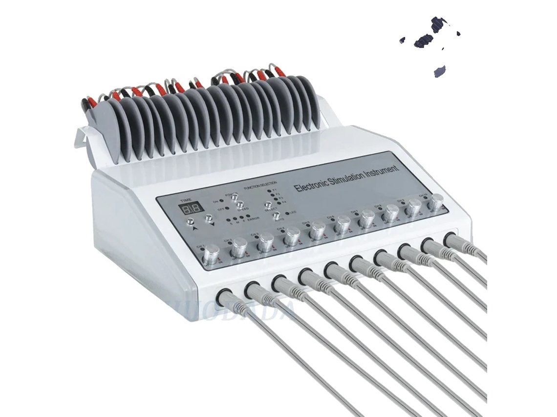 Estimulador muscular EMS, 10 canales de salida, frecuencia de pulso/potencia ajustables, enchufe UE OEM