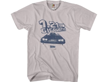 Camiseta Unisexo DEEPSTONE DeLorean 1.21 Gigawatts Back To The Future Plata (L)