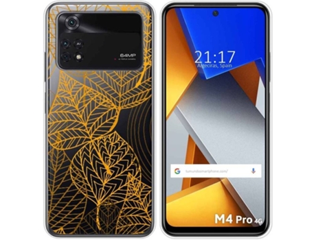 Carcasa para Xiaomi Poco M4 Pro 4G TUMUNDOSMARTPHONE Dibujos Transparente Hojas Multicolor