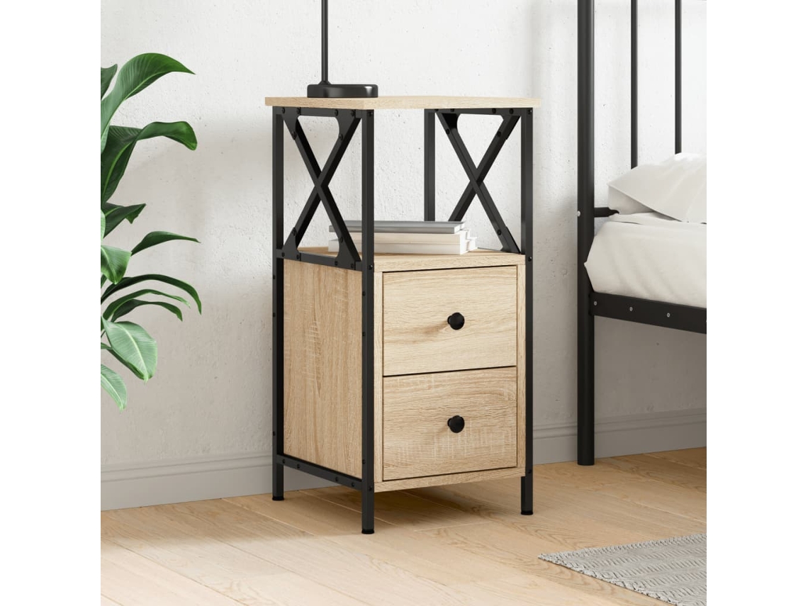 Mesita de Noche 34X35,5X70 Cm Derivados Madera Roble Sonoma