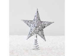 Adorno Metal Brillante Punta Árbol Navidad Estrellas Sagradas Filigrana Rojo Plateado