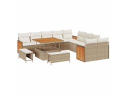 Maison Exclusive - Juego de sofás de jardín de mimbre beige y crema de 17 piezas