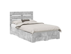 Maison Exclusive - Estructura De Cama Con Cajón Gris Concreto 135 X 190 Cm