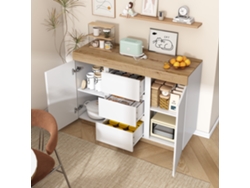 Cómoda con 3 cajones y 2 puertas, compartimento con cerradura, función almacenaje, para dormitorio y salón, tablero aglomerado E1, roble blanco.