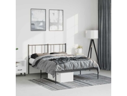 Estructura Cama Sin Colchón Con Cabecero Metal Negro 135x190 Cm