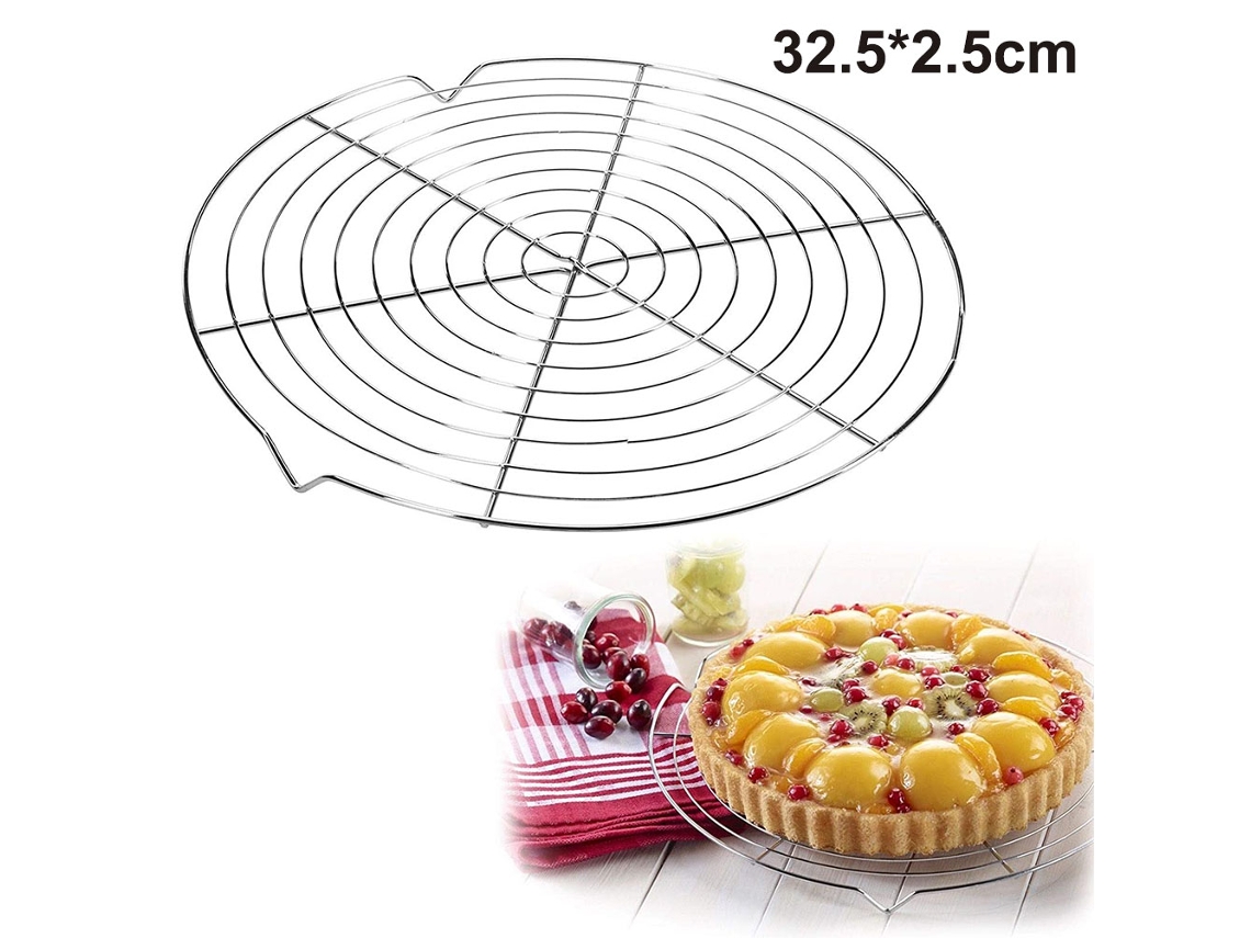 Rejilla para pasteles redonda de 32,5 cm, rejilla para enfriar pasteles y panes, secado uniforme y rápido.