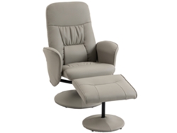 Sillón Relax Reclinable Con Reposapiés Respaldo Alto Giratorio 360° Reposabrazos Beige Gris