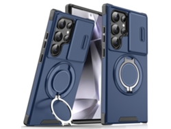 Funda Eifson Para Samsung Galaxy S24 Ultra, Con Tapa Para Cámara Y Soporte De Anillo Giratorio De 360° (azul)