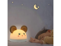 Luz nocturna infantil 2 en 1 Rosewell: reloj despertador portátil y luz nocturna con brillo ajustable y recargable por USB.