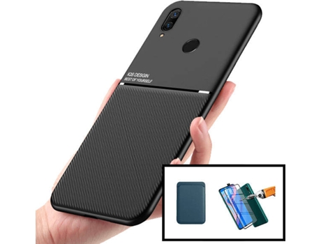 Kit Carcasa y Protector Huawei P Smart Z PHONECARE Magnetic Lux, Magentic Wallet 5D Full Cover Azul