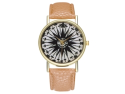 Reloj De Pulsera Para Hombre Zhoulianfa, Ilustración Estampada, Esfera Redonda, Movimiento De Cuarzo Analógico, Color Beige.