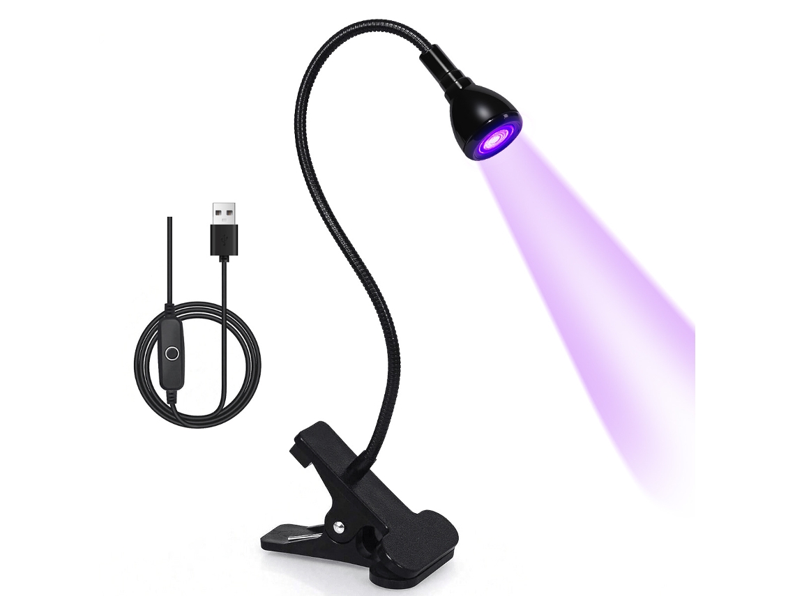 Lámpara Uv Negra De 3w Con Pinza Para Curar Pegamento Y Secar Uñas.