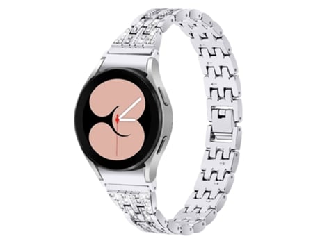 Correa de metal 5 cuentas 2 filas diamantes de imitación brillantes para Samsung Galaxy Watch4 Active 40mm/44mm/Watch4 Classic 42mm/46mm - plata