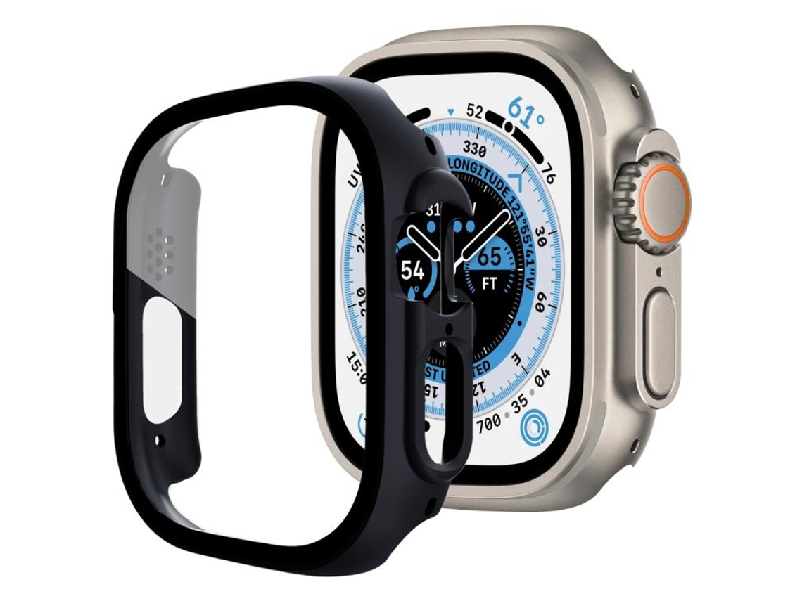 Para Apple Watch Series 9 41 Mm Película De Vidro Temperado Capa De Relógio De Pc Integrada Preta