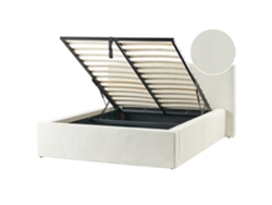 Cama Con Almacenaje Beliani Lillebonne De Terciopelo Beige 167x226x100