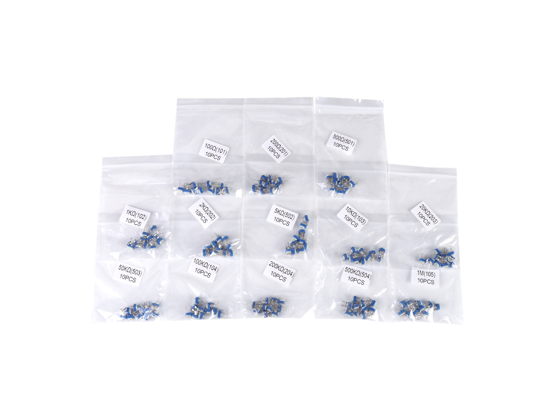 Kit De 130 Resistencias De Potenciómetro Variable, 13 Valores, 100ω-500kω, Con Estuche.