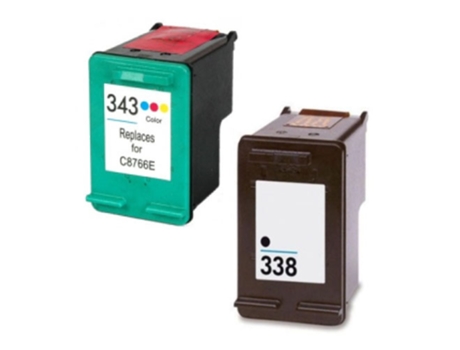 Cartucho de Tinta Compatible Hp 338 Negro Hp 343 Cores (Pack 2)