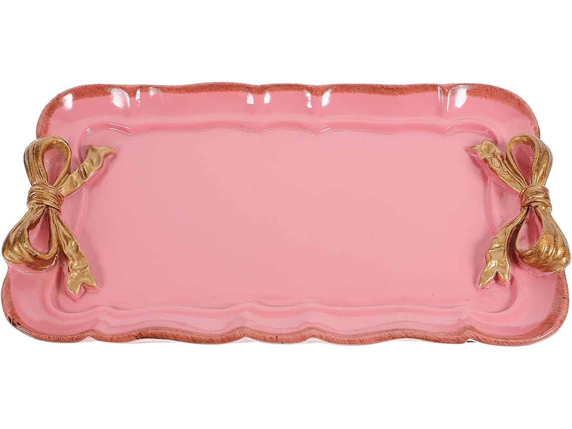 Plato Decorativo De Resina Rosa, Bandeja De Frutas Moderna Y Creativa Para Servir.