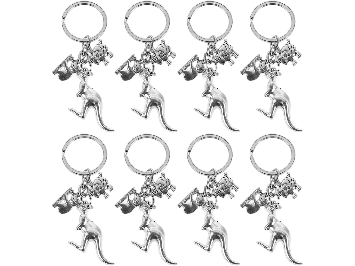 Llaveros Soportes Portátiles Acero Inoxidable Plateado Forma Animales Juego 8 Piezas Canguro Koala Oveja