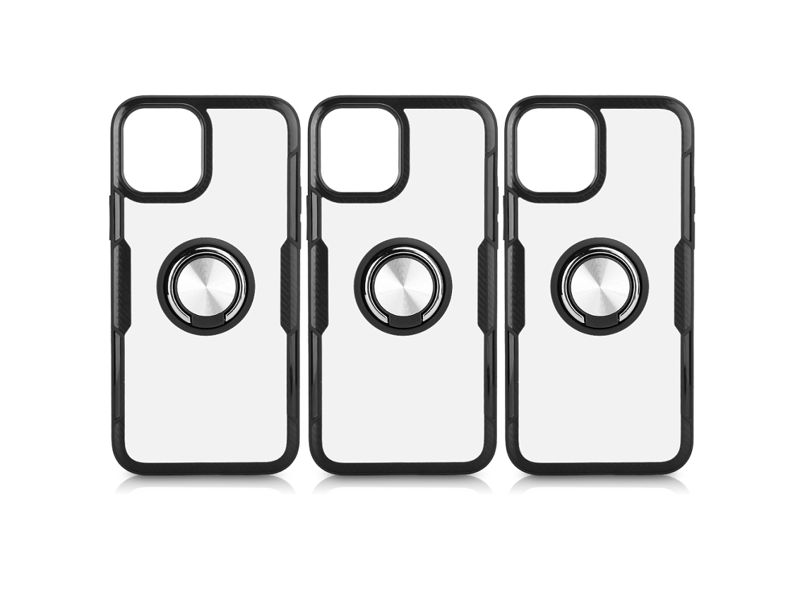 3 Piezas Funda Transparente Antishock De 6.7 Pulgadas Con Soporte Anular Para Iphone 12pro Max