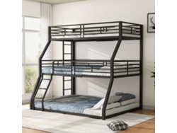 Litera Triple De Metal 90x200 + 120x200 + 140x200 Negra