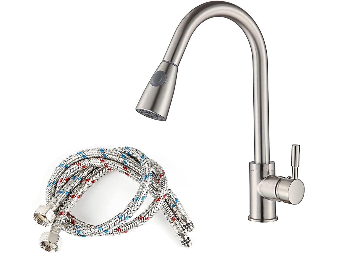 Extensible Grifo De Cocina Con Ducha De Mano, Giro 360° Acero Inoxidable Sus304 Grifo Mezclador Para Fregadero