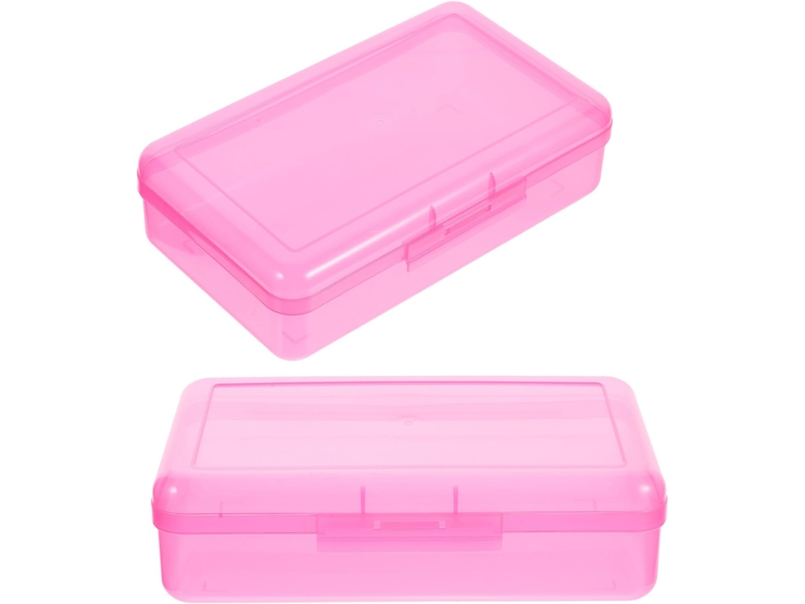 Estuche De Plástico Rosa Transparente Para Oficina