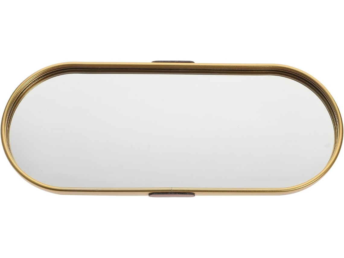 Bandeja Organizadora Con Espejo Dorado Para Joyas Y Cosméticos, Almacenamiento De Accesorios De Baño