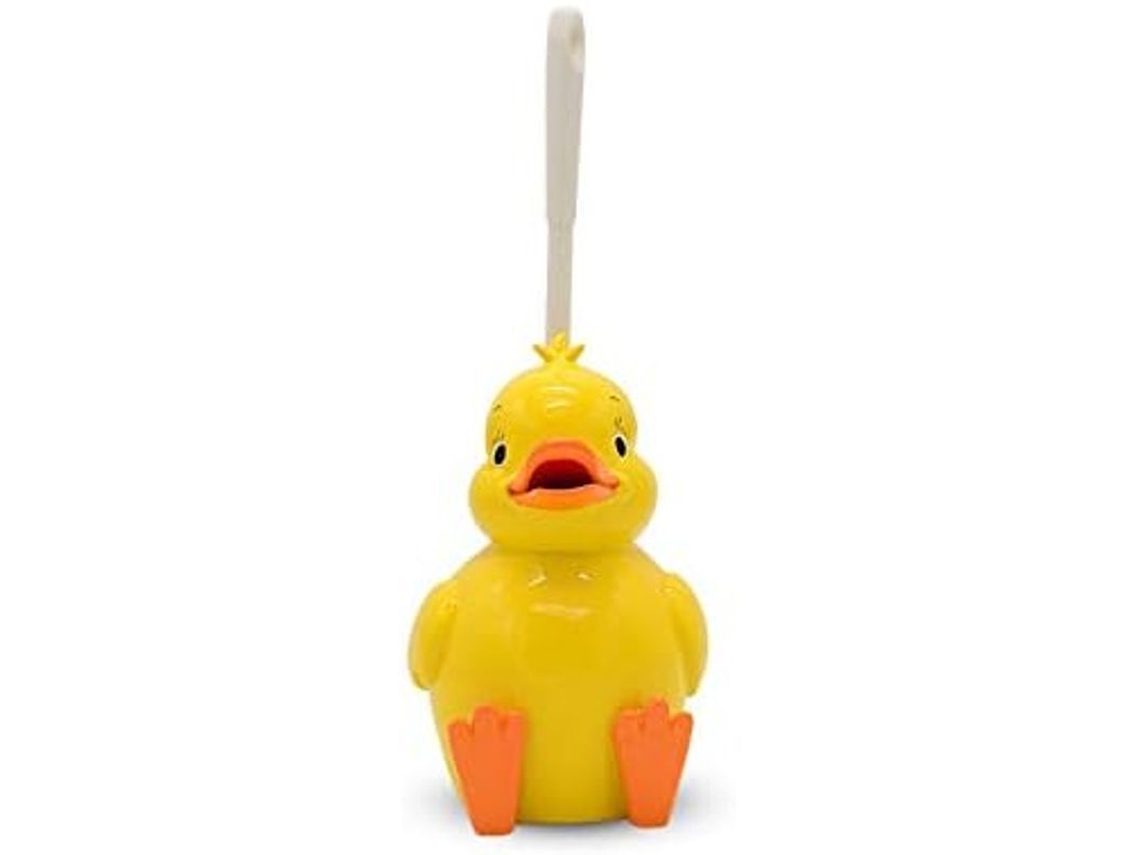 Cepillo De Baño Compacto De Resina Con Soporte, Color Amarillo Pato.