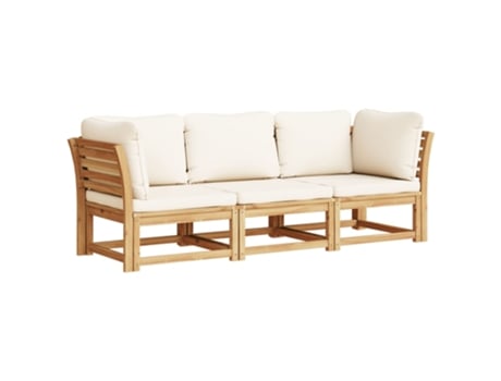 Conjunto 3 de muebles para jardín VIDAXL con cojines madera acacia