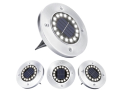 Rebe-luz Solar Jardín, 4 Piezas 16 Led Recessed Spotlight Exterior Impermeable Acero Inoxidable Para Camino Terraza Patio