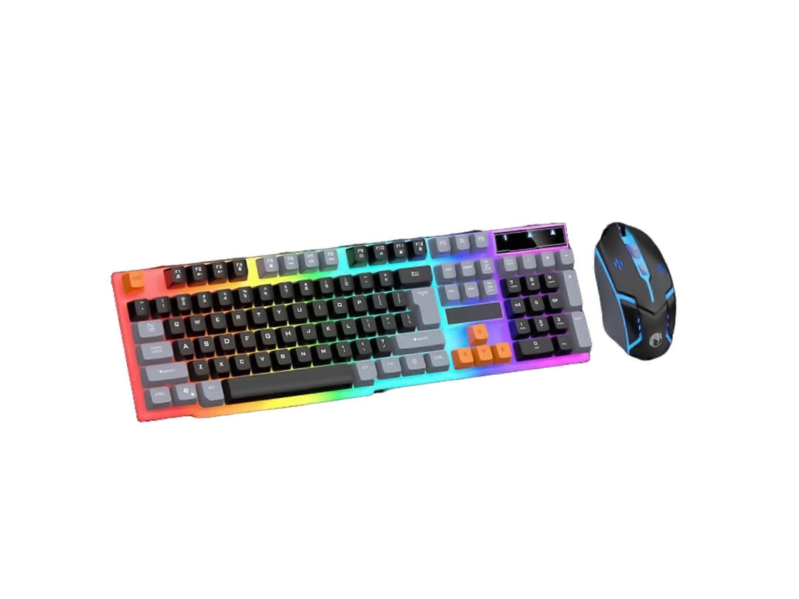 Teclado y ratón silenciosos para juegos con retroiluminación LED de 104 teclas, cable USB, blanco Everley891