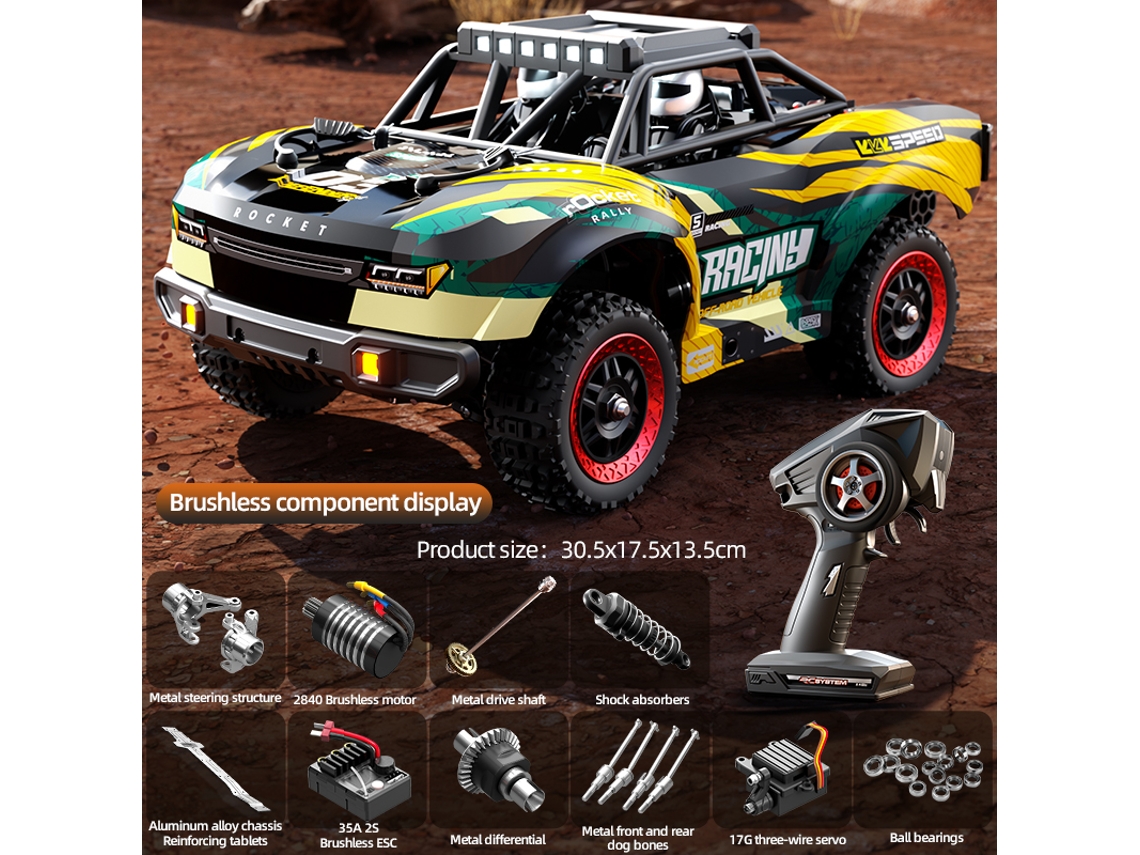 Coche RC Big Foot 1/18 Pro 4x4 50 km/h todoterreno, verde dorado Aeuzwr