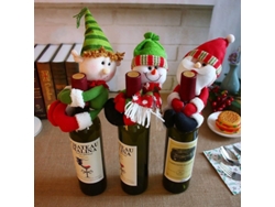 3 Fundas Decorativas Navideñas Para Botellas De Vino Con Muñeco De Nieve Y Papá Noel Para Fiestas En Casa.