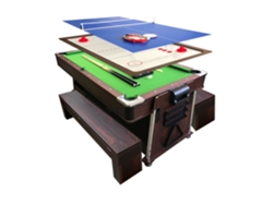 Mesa de Billar 7 Pies Multijuego Verde Air Hockey + Ping Pong – Stark con Bancos