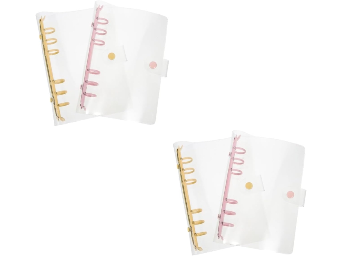 Juego de 4 cuadernos con tapa de PVC transparente y cierre a presión, estuche de estudio decorativo Gokoco