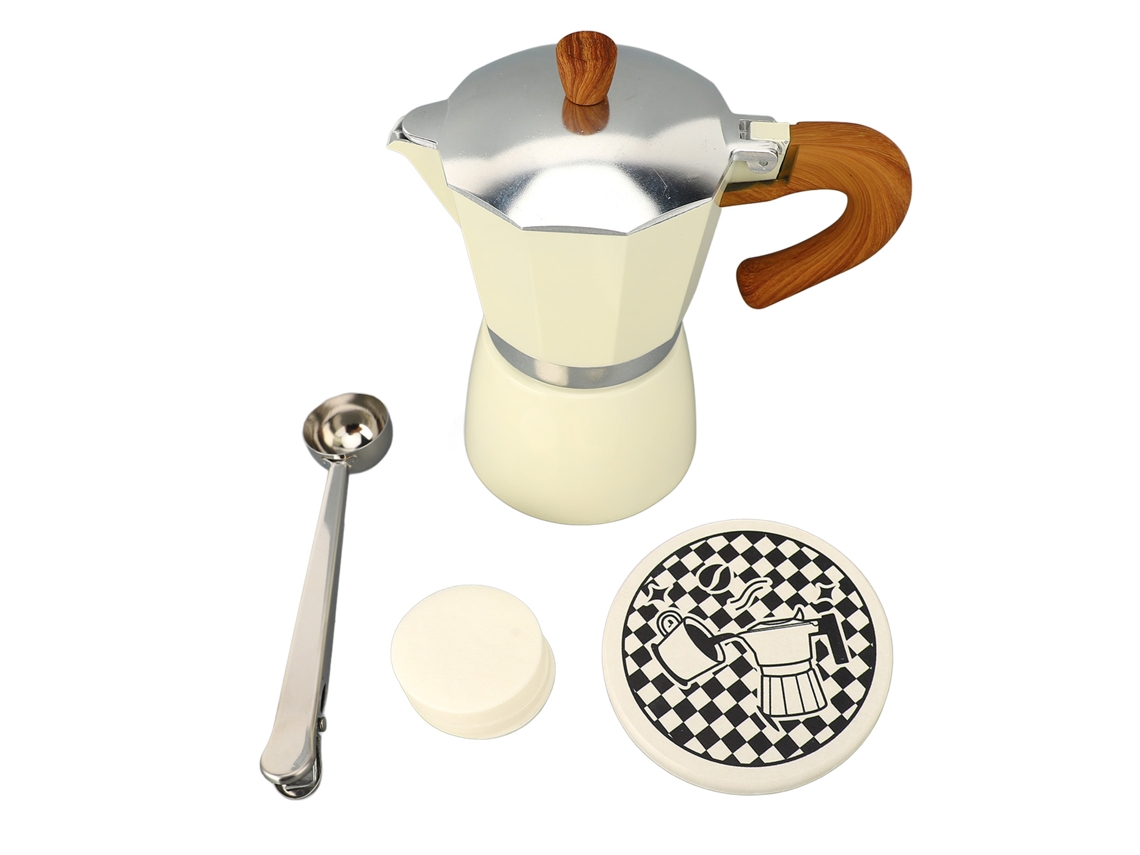 Cafetera de cocina de aleación de aluminio de 300 ml, apta para cocinas de inducción y gas.