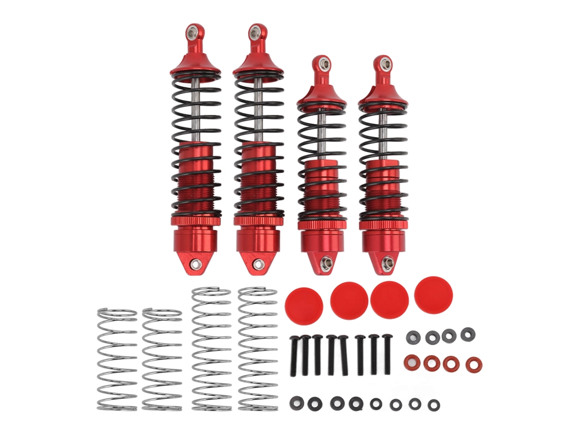 4 Piezas Amortiguadores Delantero Y Trasero Con Resortes De Aleación De Aluminio Para Coche Rc Traxxas Slash 1/10 Rojo