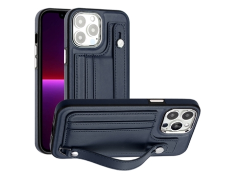 Funda Mobile Phone Cases Shockproof With Wrist para iPhone 13 Pro Max Piel Marrón