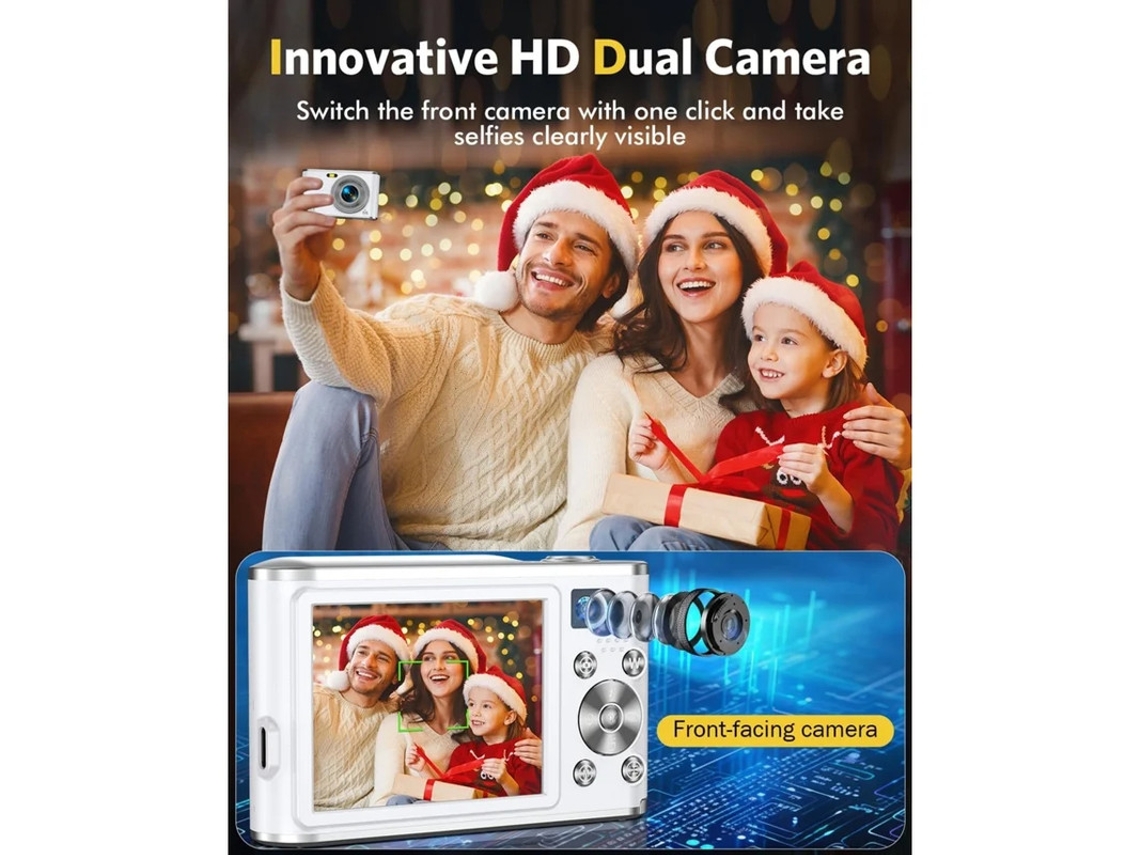 Cámara digital FHD 4K de 48 MP con enfoque automático, cámara dual, zoom digital de 16x y tarjeta de 32 GB para niños, niñas y adolescentes. Yizhood