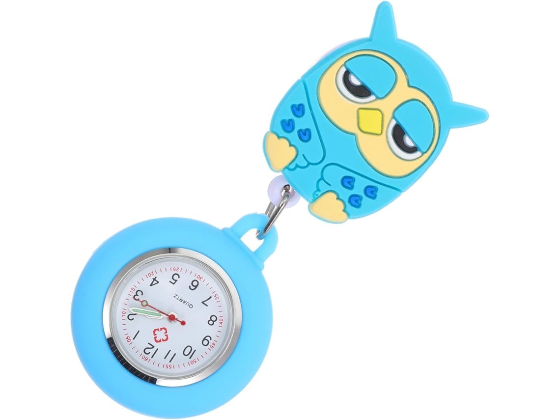 Reloj Bolsillo Silicona Cielo Diseño Unisex Elástico Ideal Médicos Enfermeras Azul Búho Clip