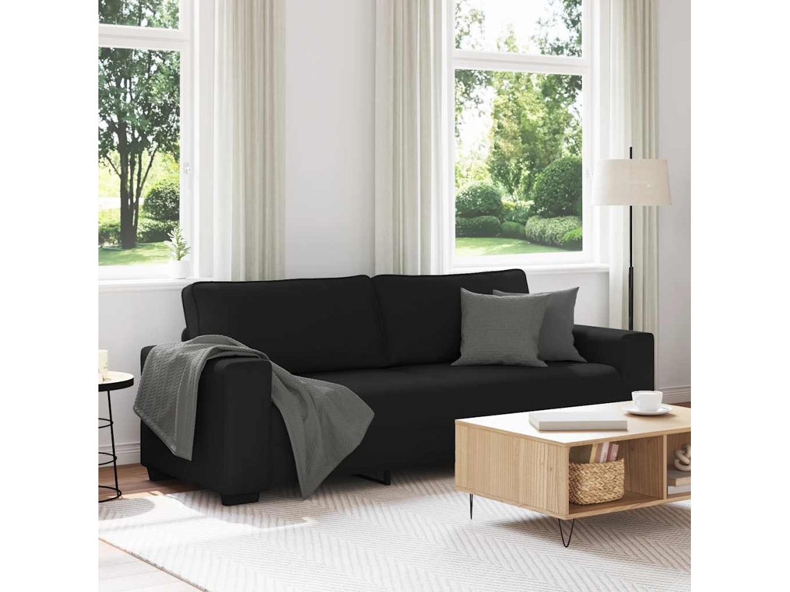 Sofá 3 Plazas | Sofá De Salón | Sofá De Descanso Tela Negro 220x77x82 Cm